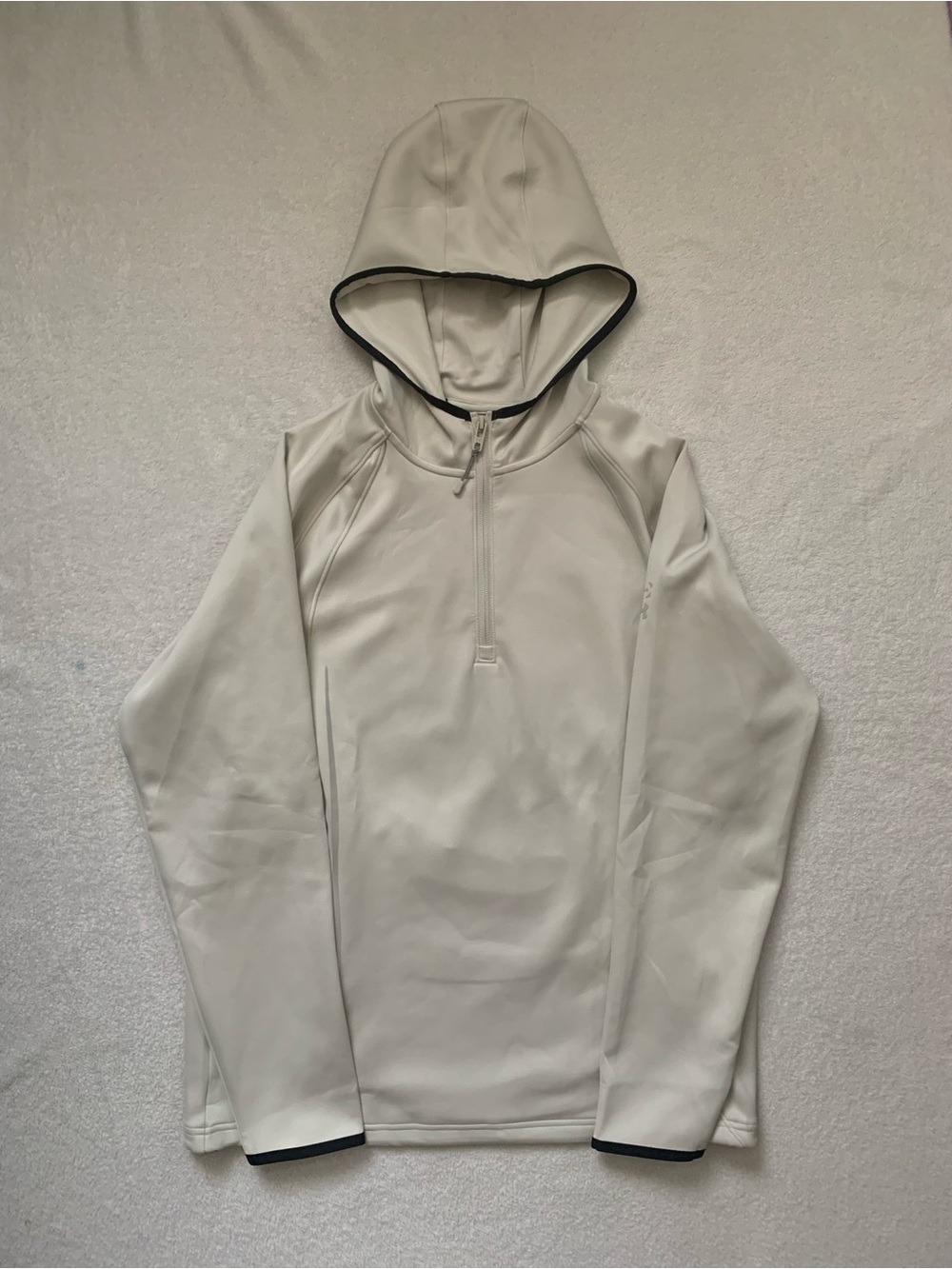 Under Armour Cream Hooded Quarter-Zip Performance Jacket with Black Trim